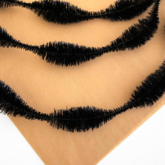 3-1/4" Bumps Metallic Black Retro Chenille Bump Wired Tinsel Garland ~ Pre-cut 2 yds. (24 bumps)